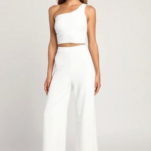 Amor and Beyond Ivory One-Shoulder Two-Piece Jumpsuit